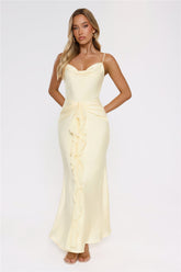 Smiling Sunrays Satin Maxi Dress Yellow