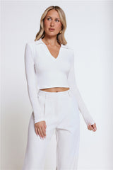 Base Form Luxe Knit Collared Long Sleeve Top White