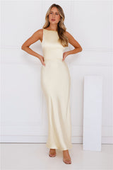 Unveiled Sophistication Satin Maxi Dress Yellow