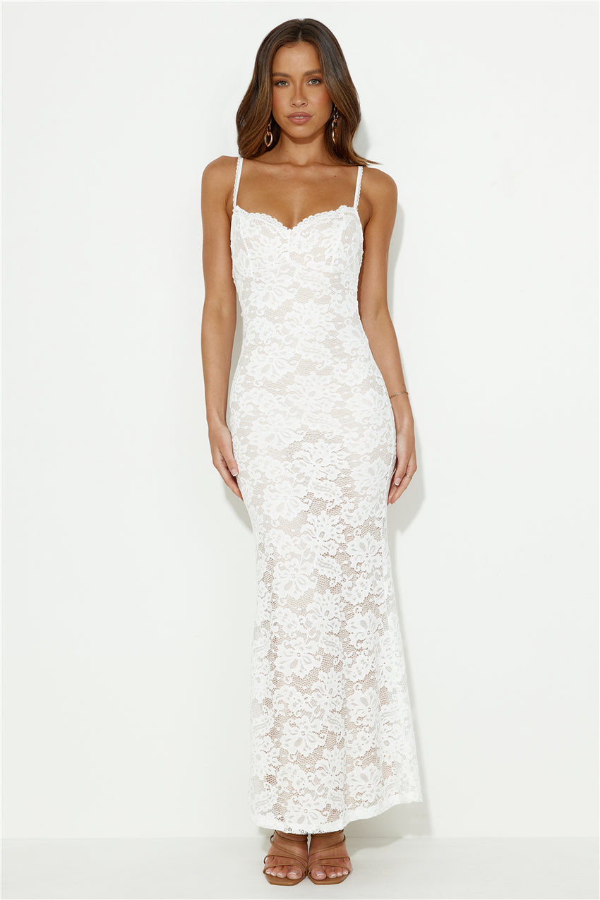 Soft Sweet Lace Maxi Dress White
