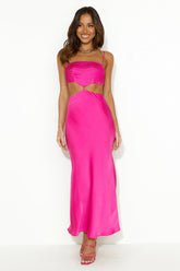 Decision Made Satin Midi Dress Pink