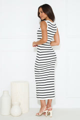 Take Your Place Knit Ribbed Maxi Dress White