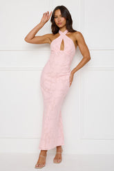 Legally Luxe Halter Maxi Dress Pink