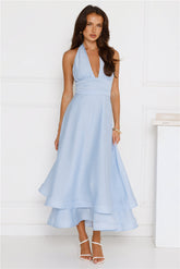 Opal Glow Halter Maxi Dress Blue