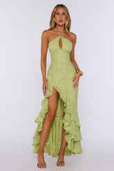Lunar Crush Halter Maxi Dress Green