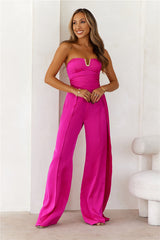  Diva Of The Night Strapless Jumpsuit Fuchsia
