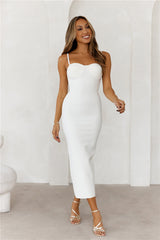  Penthouse Party Bandage Midi Dress White