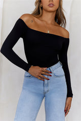 Base  Flawless Off Shoulder Long Sleeve Top  Black