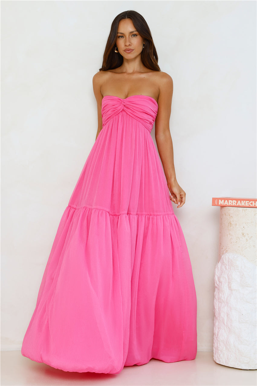  Unforgettable Style Strapless Maxi Dress Pink
