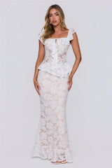 Written In Love Lace Maxi Skirt White