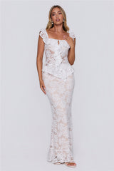 Written In Love Lace Maxi Skirt White